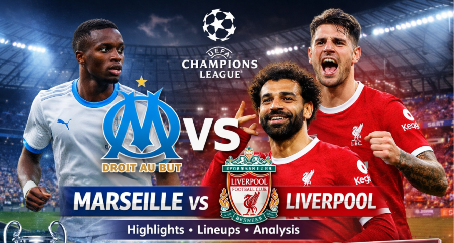Liverpool vs Marseille Champions League match featuring Mohamed Salah and Dominik Szoboszlai at Stade VélodromeLiverpool vs Marseille Champions League match featuring Mohamed Salah and Dominik Szoboszlai at Stade Vélodrome