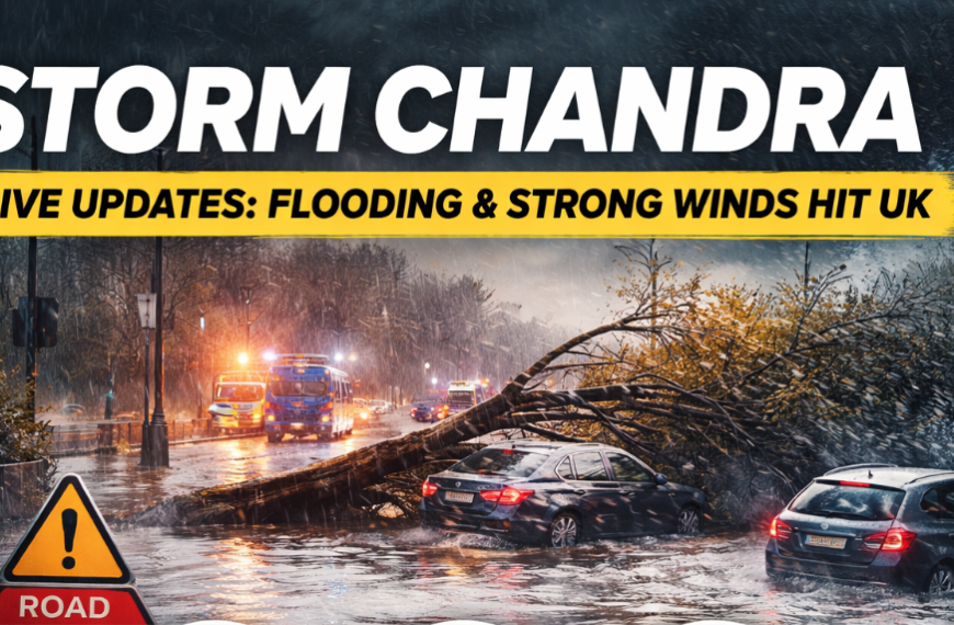 Storm Chandra flooding and road closures in the UK as strong winds and heavy rain impact traffic and emergency services