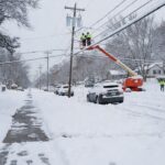 Snow-covered street during Winter Storm Fern 2026 showing hazardous winter conditions in the US and Canada