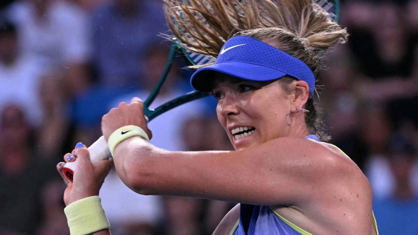Katie Boulter celebrates victory after defeating Beatriz Haddad Maia in the opening round of the Merida Open 2026 on hard court