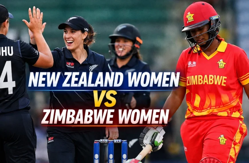 New Zealand Women celebrating a wicket against Zimbabwe Women during NZ W vs ZIM W international cricket match