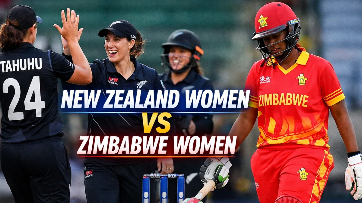 New Zealand Women celebrating a wicket against Zimbabwe Women during NZ W vs ZIM W international cricket match