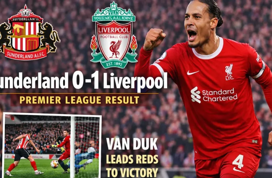 Sunderland vs Liverpool Premier League match at Stadium of Light ending 1-0