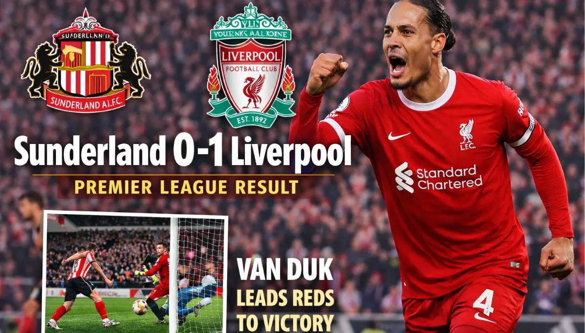 Sunderland vs Liverpool Premier League match at Stadium of Light ending 1-0