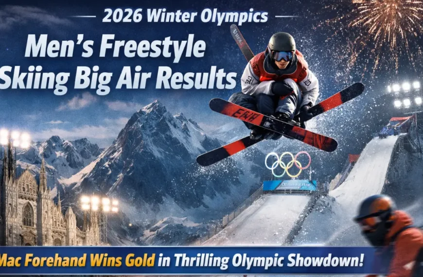 2026 Winter Olympics Men’s Freestyle Skiing Big Air Results featuring Mac Forehand during the gold medal performance in Milan-Cortina.