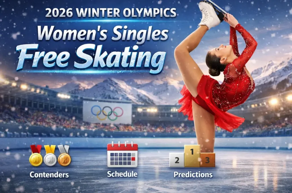 2026 Winter Olympics Women’s Singles Free Skating featured image showing a figure skater performing on ice rink during Olympic competition preview