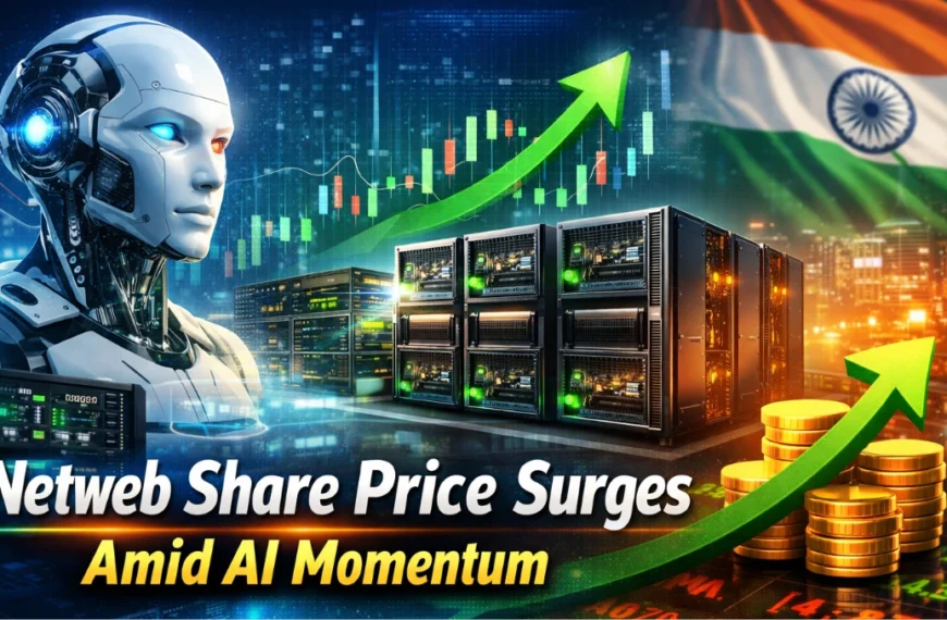 Netweb share price surges amid AI momentum showing supercomputing infrastructure and stock market growth concept