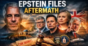 Epstein Files aftermath showing global political and business figures amid investigation documents and power networks