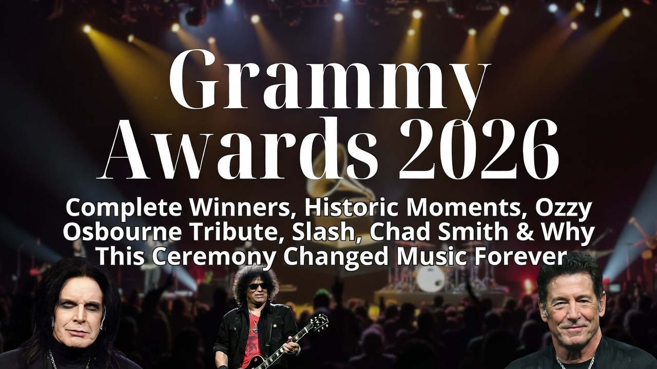 Ozzy Osbourne tribute at Grammy winners 2026 featuring Slash, Chad Smith and Post Malone