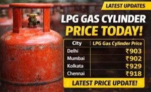 LPG gas cylinder price today in India showing latest domestic LPG cylinder rates in major cities