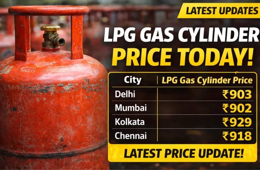 LPG gas cylinder price today in India showing latest domestic LPG cylinder rates in major cities