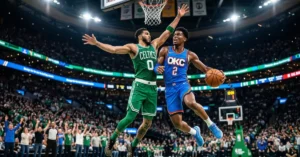 Celtics vs Thunder game featuring Shai Gilgeous Alexander OKC vs Celtics NBA matchup