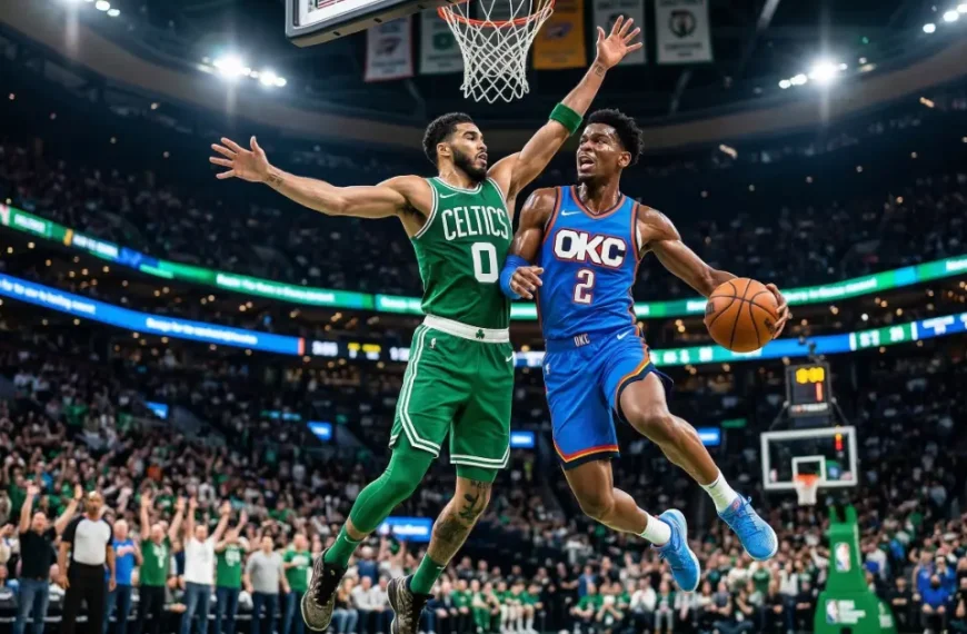 Celtics vs Thunder game featuring Shai Gilgeous Alexander OKC vs Celtics NBA matchup