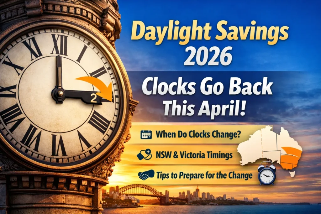 Daylight Savings 2026 Australia clocks go back April Sydney skyline clock change