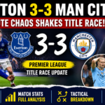 Everton vs Manchester City 3-3 dramatic match moment showing Premier League title race tension